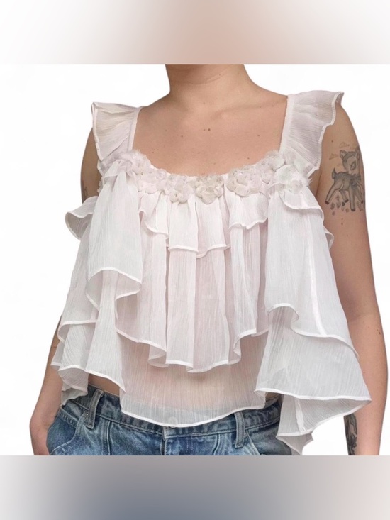 Free People Tops - NWT Free People Blush Pink Claudia Ruffle Tank Top